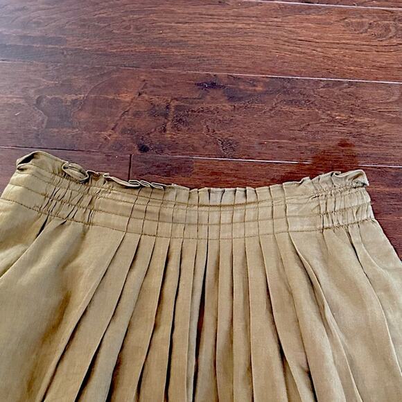 J Crew Linen Garden Pleated Utility Mini Skirt Solid Olive Army Green 44247 Sz 8 - Picture 8 of 9